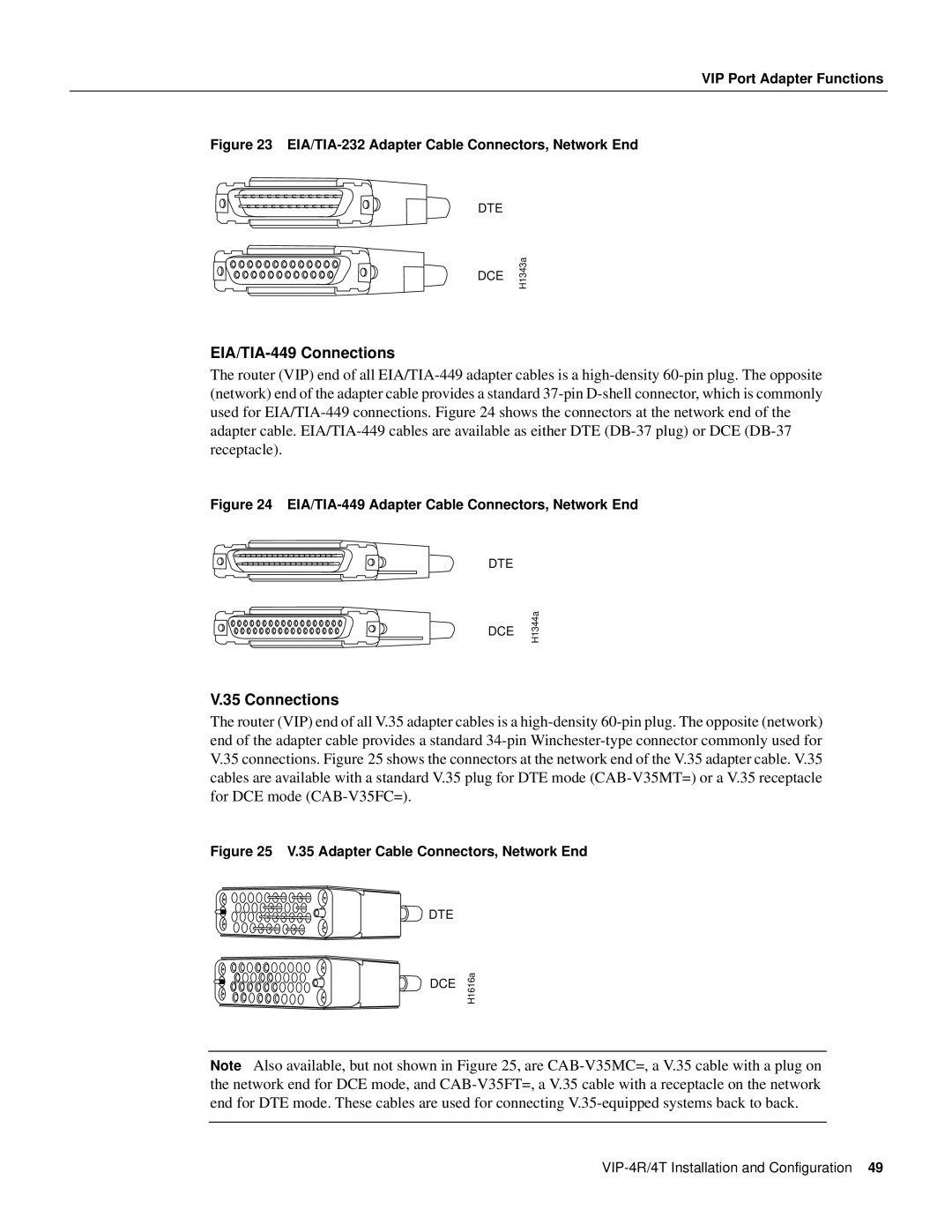 Cisco Systems VIP-4R/4T manual EIA/TIA-449 Connections 