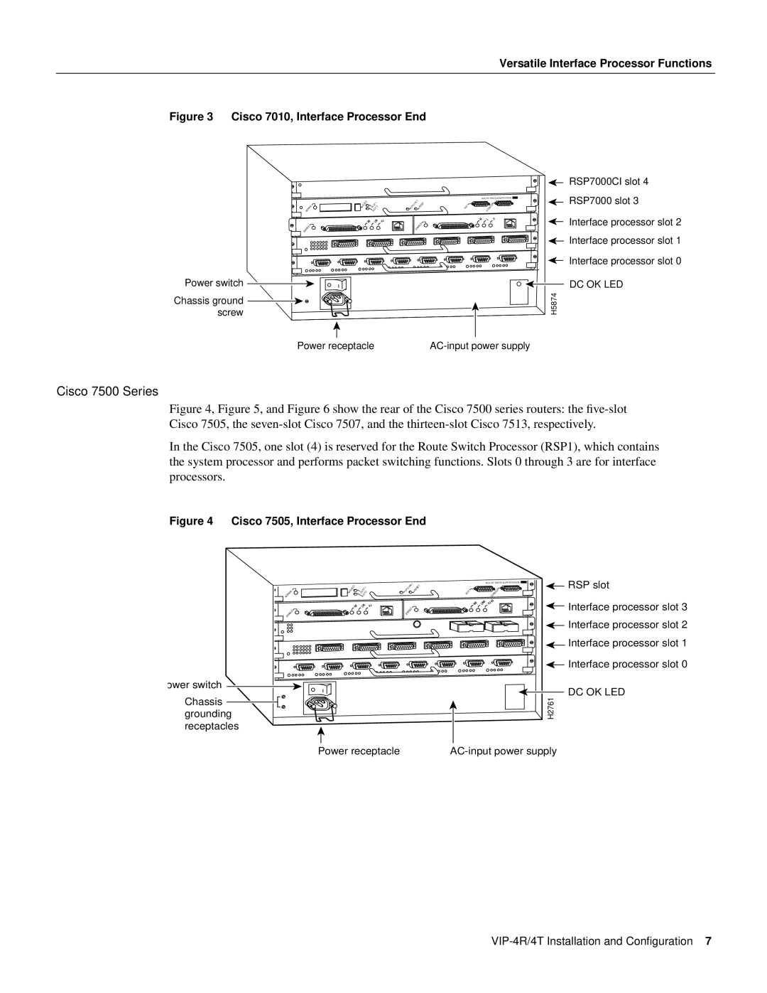 Cisco Systems VIP-4R/4T manual Cisco 7500 Series, Cisco 7010, Interface Processor End 