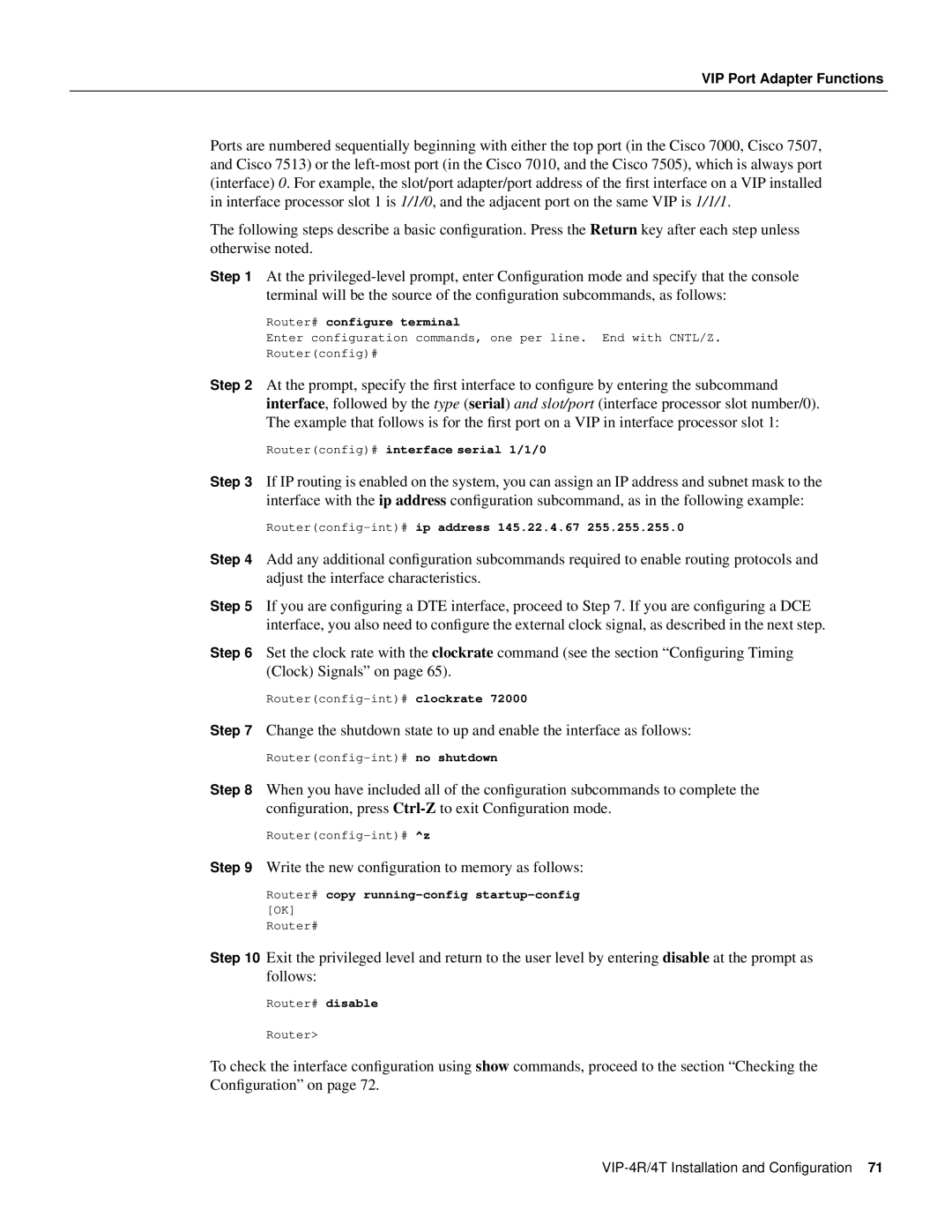 Cisco Systems VIP-4R/4T manual Write the new conﬁguration to memory as follows 