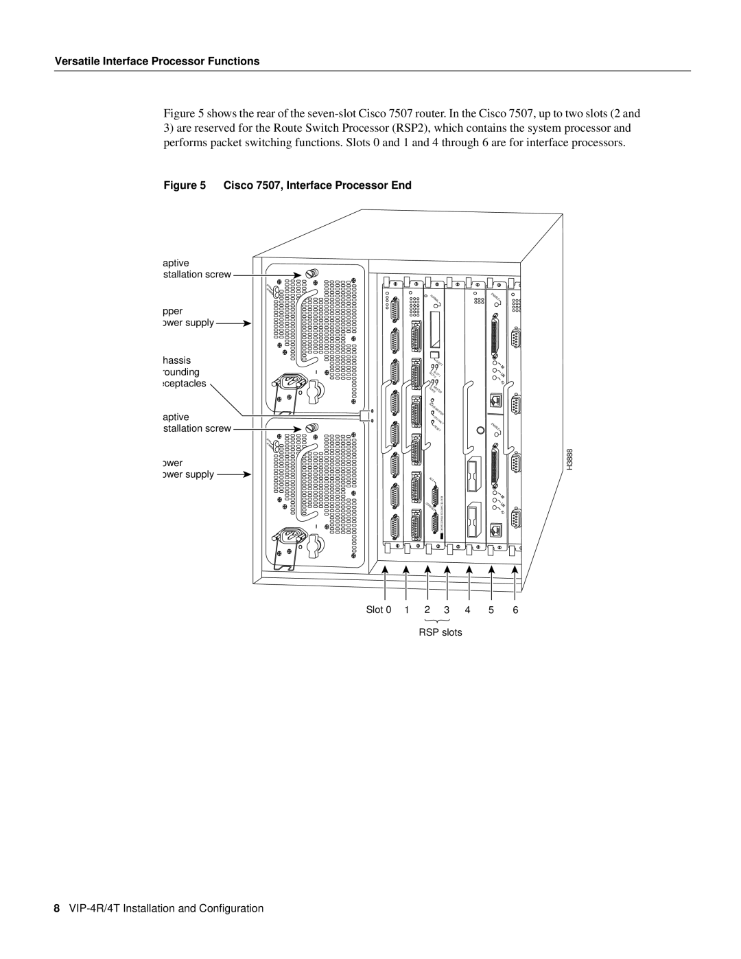 Cisco Systems VIP-4R/4T manual Cisco 7507, Interface Processor End 