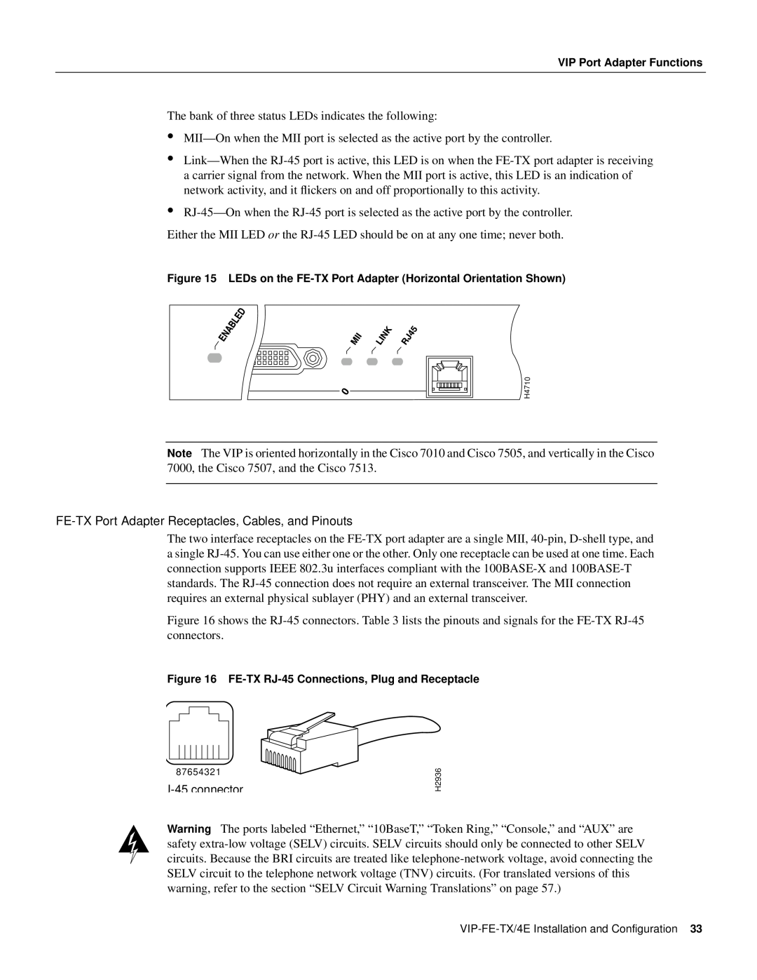 Cisco Systems VIP-FE-TX/4E manual The bank of three status LEDs indicates the following 