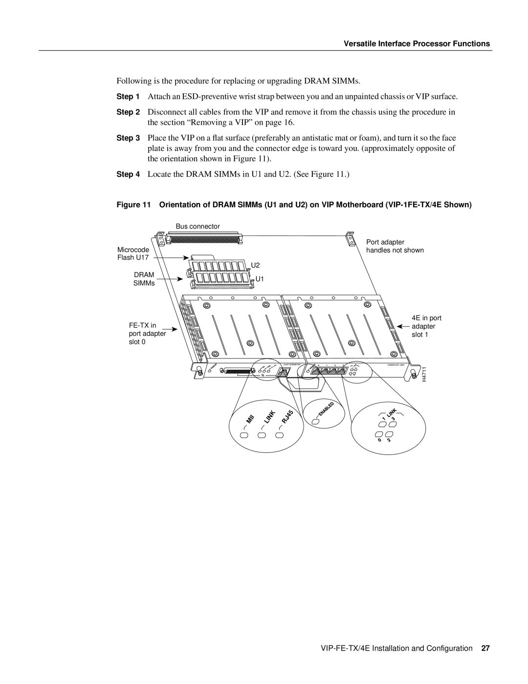 Cisco Systems VIP-FE-TX/4E manual Dram 