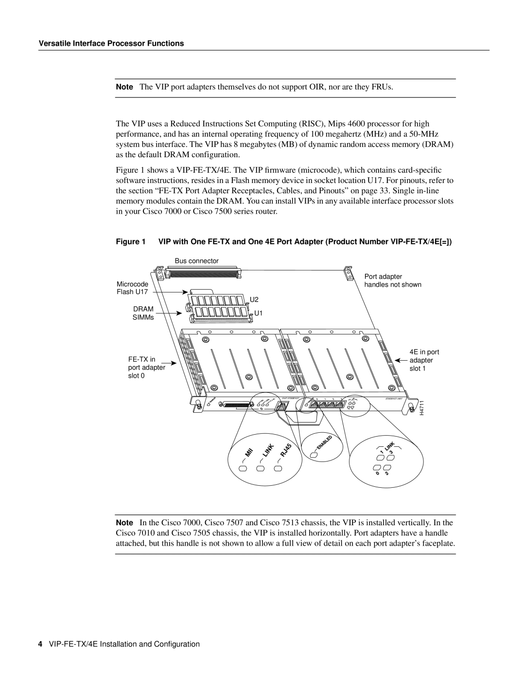 Cisco Systems VIP-FE-TX/4E manual Dram 