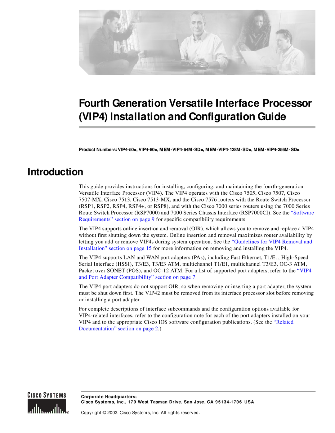 Cisco Systems VIP4 manual Introduction 