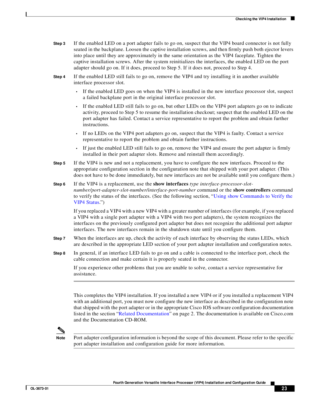 Cisco Systems manual Checking the VIP4 Installation 