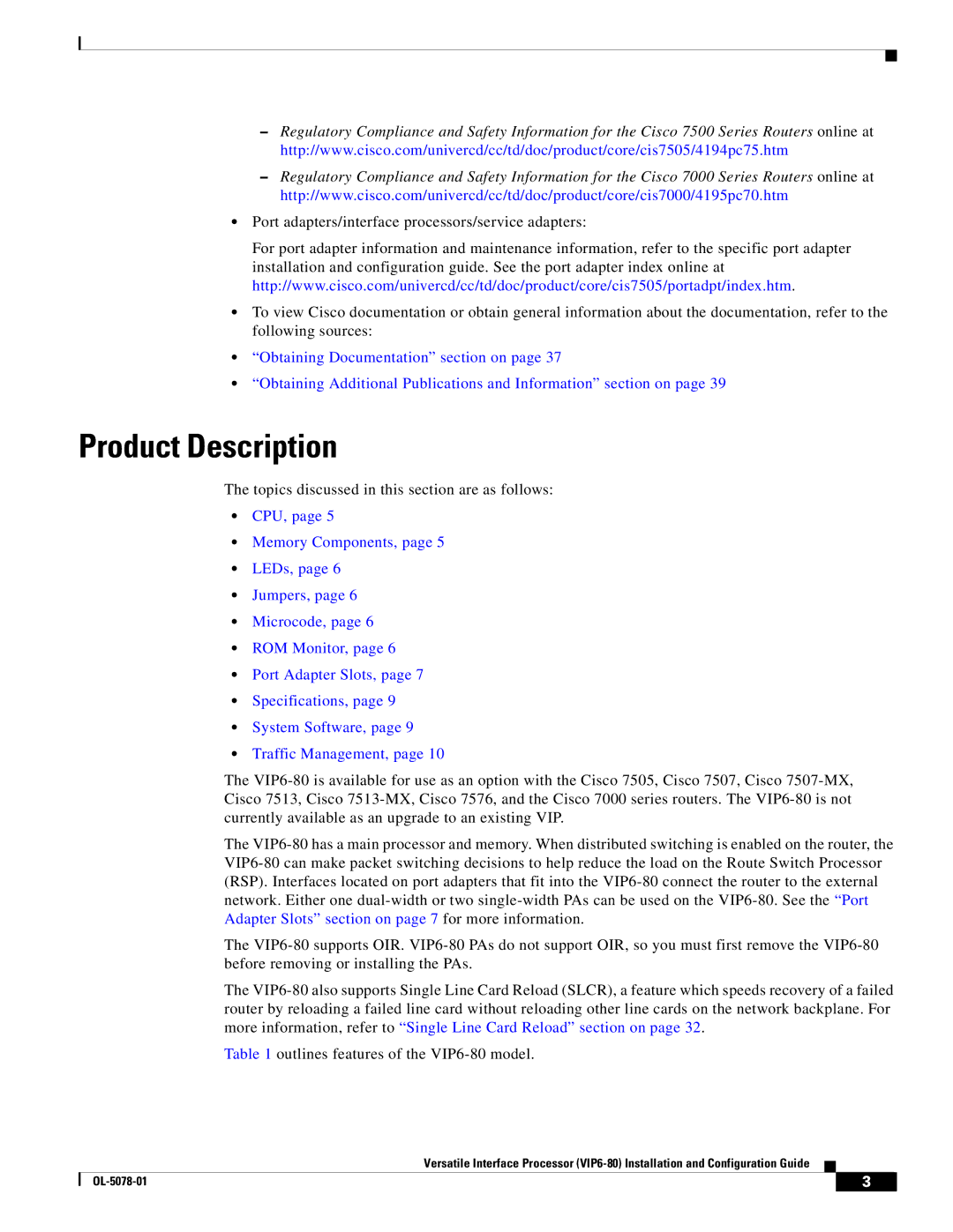 Cisco Systems (VIP6-80) manual Product Description 