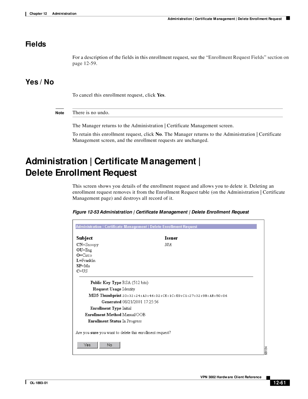 Cisco Systems VPN 3002 manual Fields, 12-61 