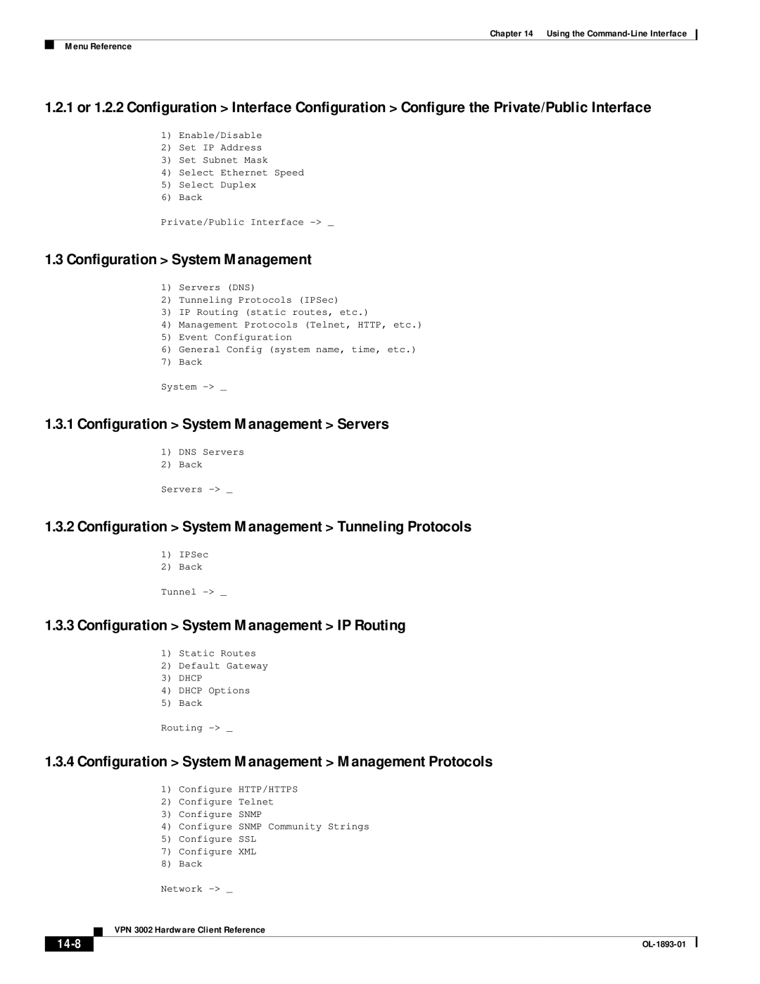 Cisco Systems VPN 3002 Configuration System Management Servers, Configuration System Management Tunneling Protocols 