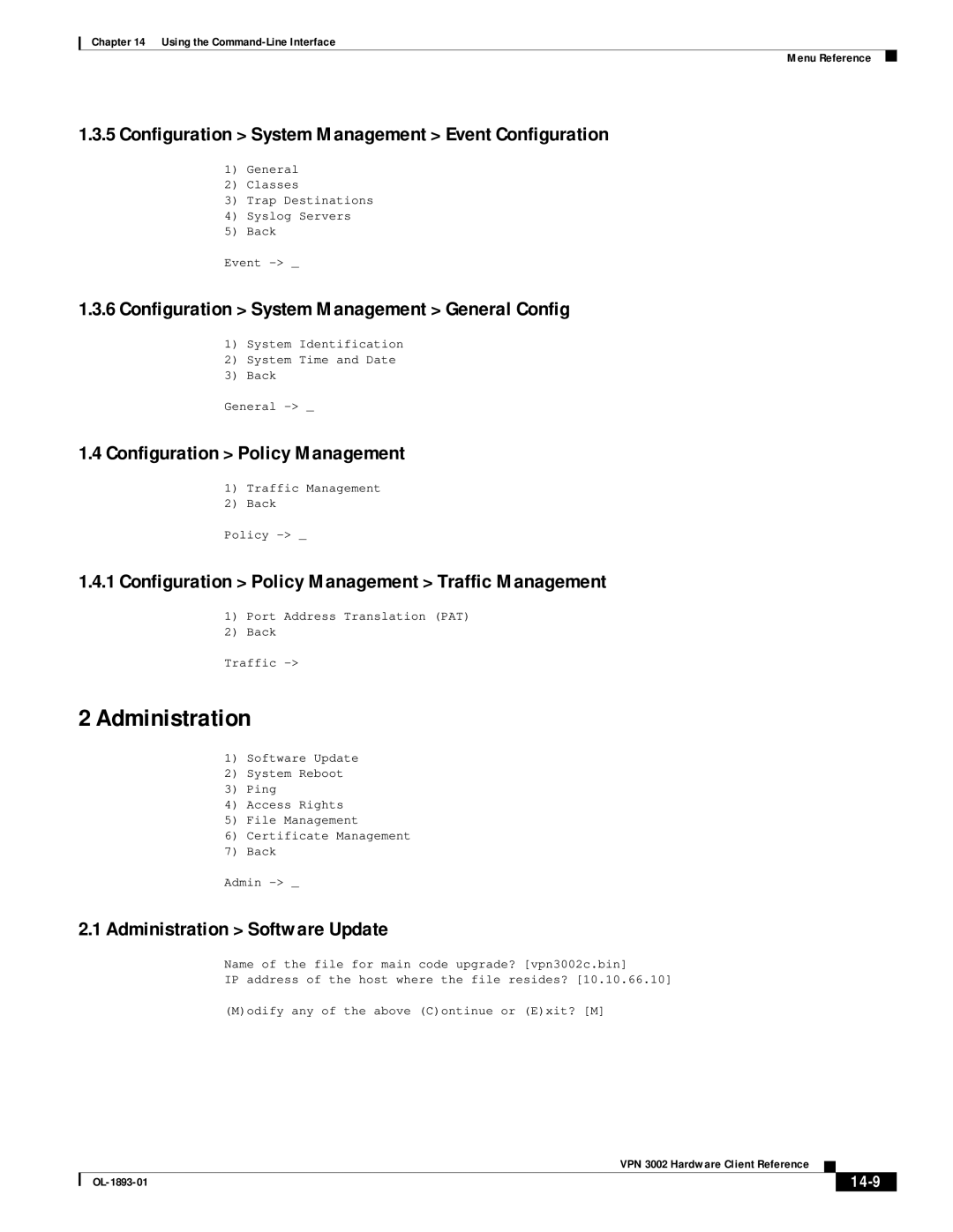 Cisco Systems VPN 3002 manual Administration 