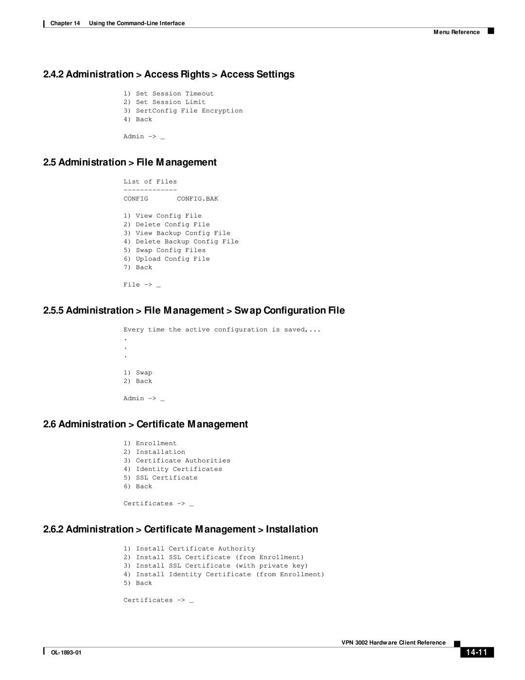 Cisco Systems VPN 3002 manual Administration Access Rights Access Settings, Administration File Management 