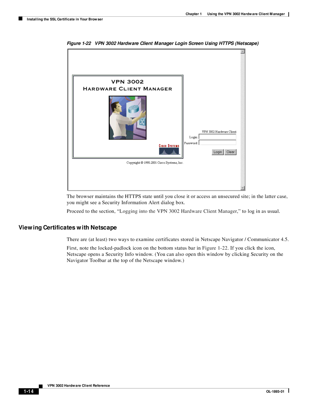 Cisco Systems VPN 3002 manual Viewing Certificates with Netscape 