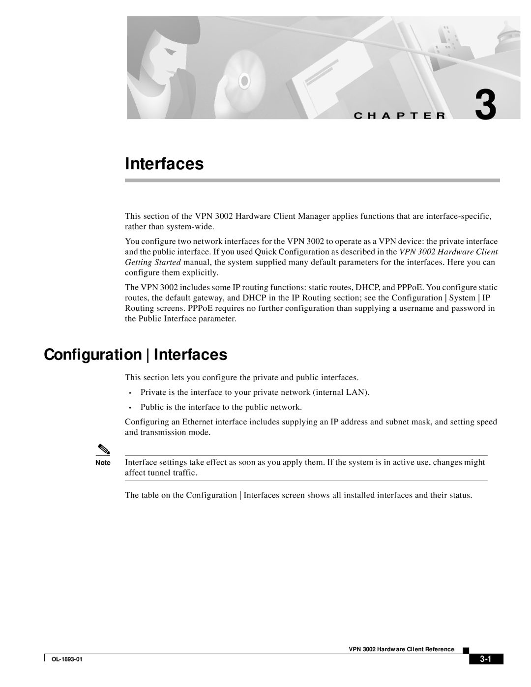 Cisco Systems VPN 3002 manual Configuration Interfaces 