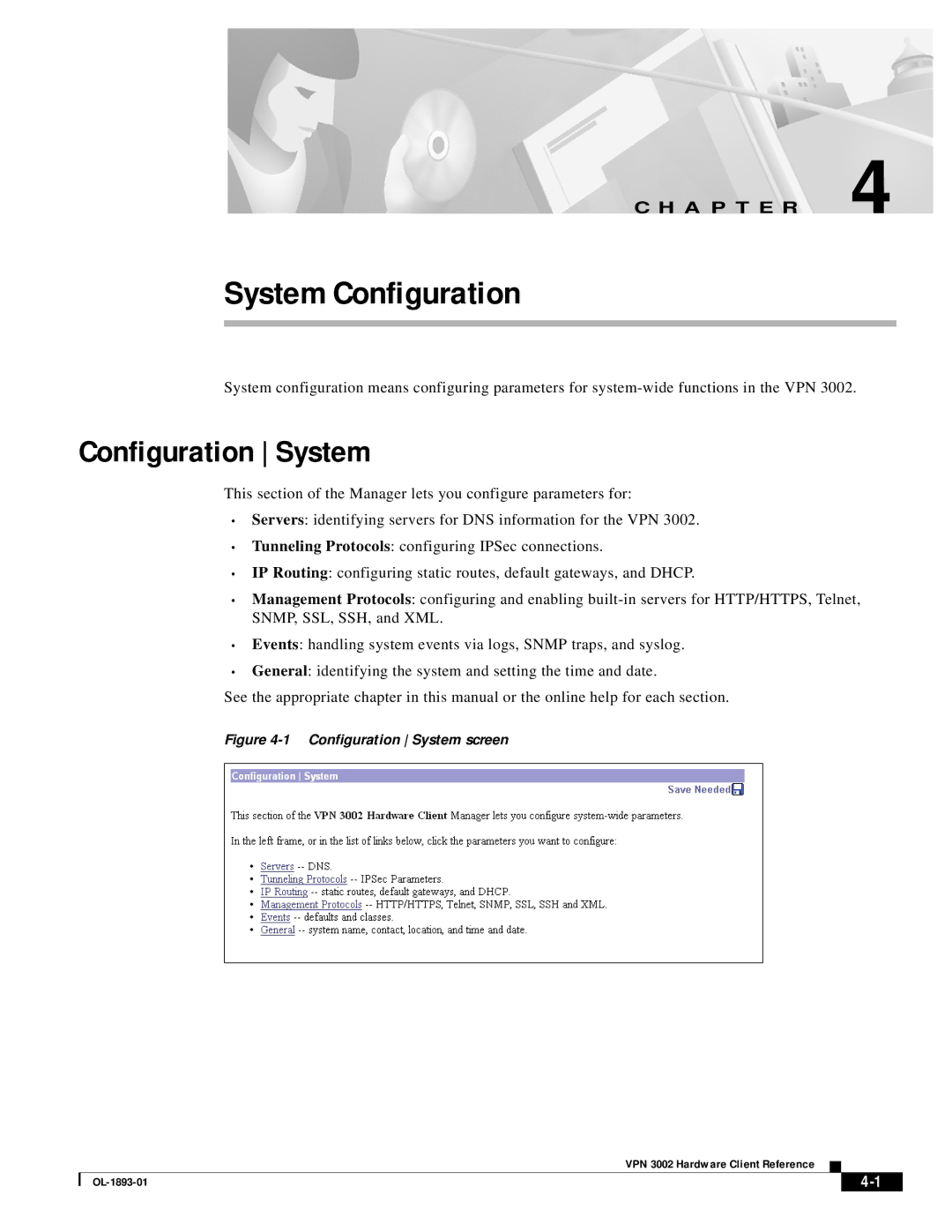 Cisco Systems VPN 3002 manual System Configuration, Configuration System 