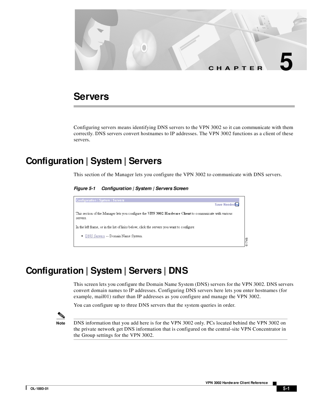 Cisco Systems VPN 3002 manual Configuration System Servers DNS 