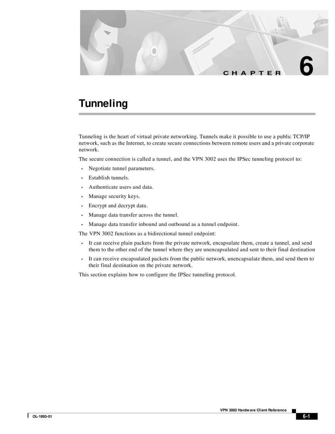 Cisco Systems VPN 3002 manual Tunneling 