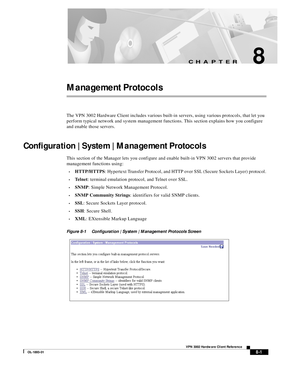 Cisco Systems VPN 3002 manual Configuration System Management Protocols 