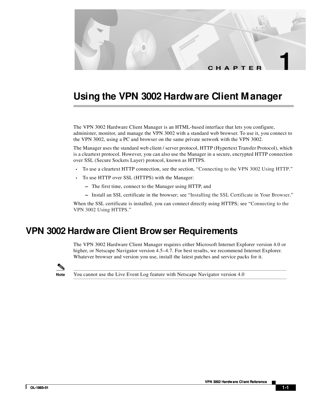 Cisco Systems Using the VPN 3002 Hardware Client Manager, VPN 3002 Hardware Client Browser Requirements, C H A P T E R 