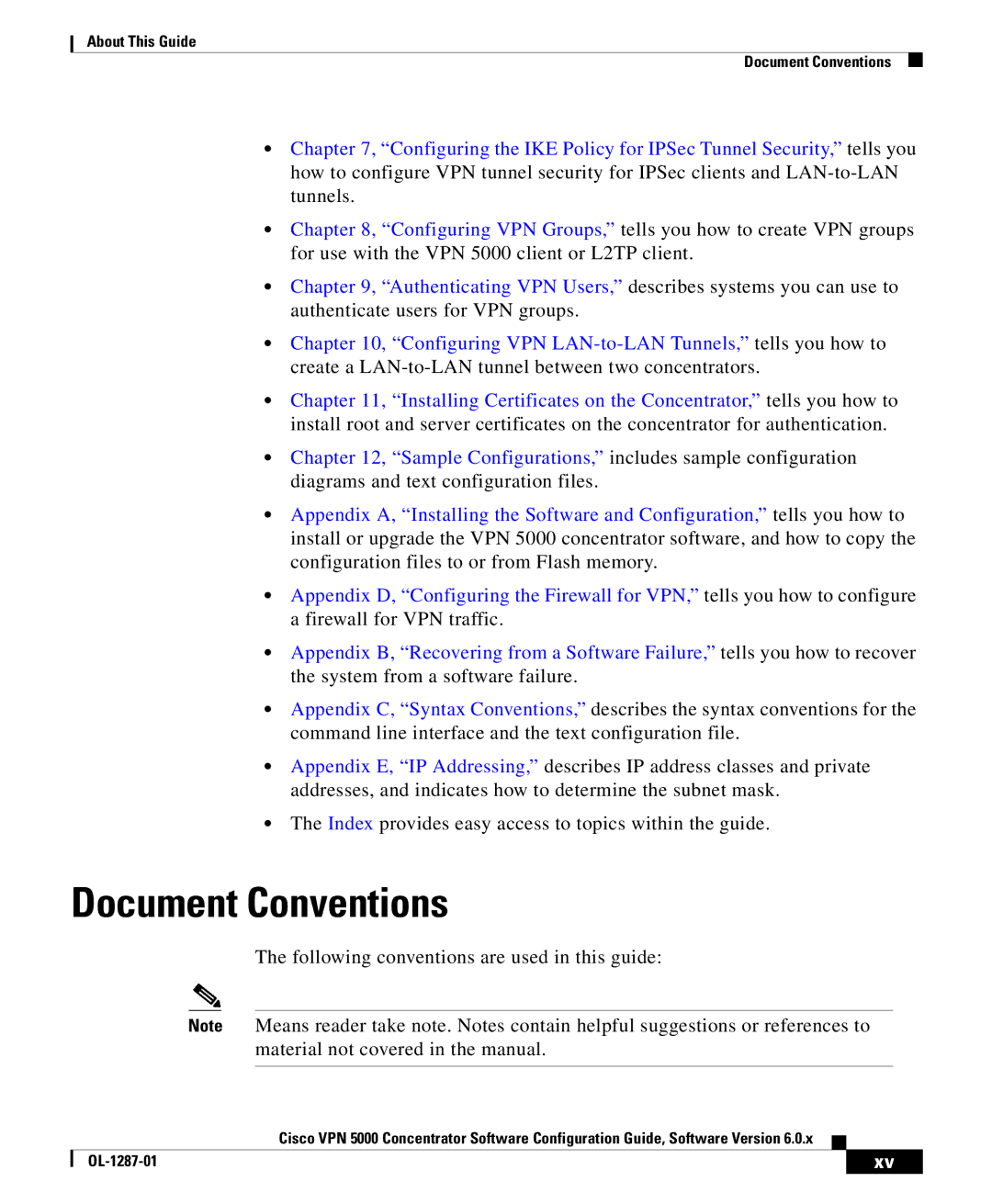 Cisco Systems VPN 5000 manual Document Conventions, Following conventions are used in this guide 