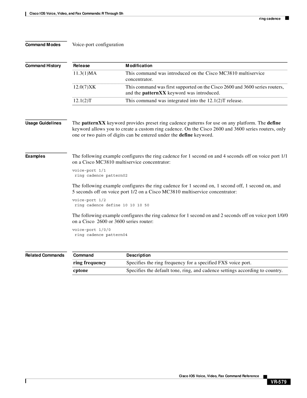 Cisco Systems VR-561 manual Voice-port configuration, VR-579 