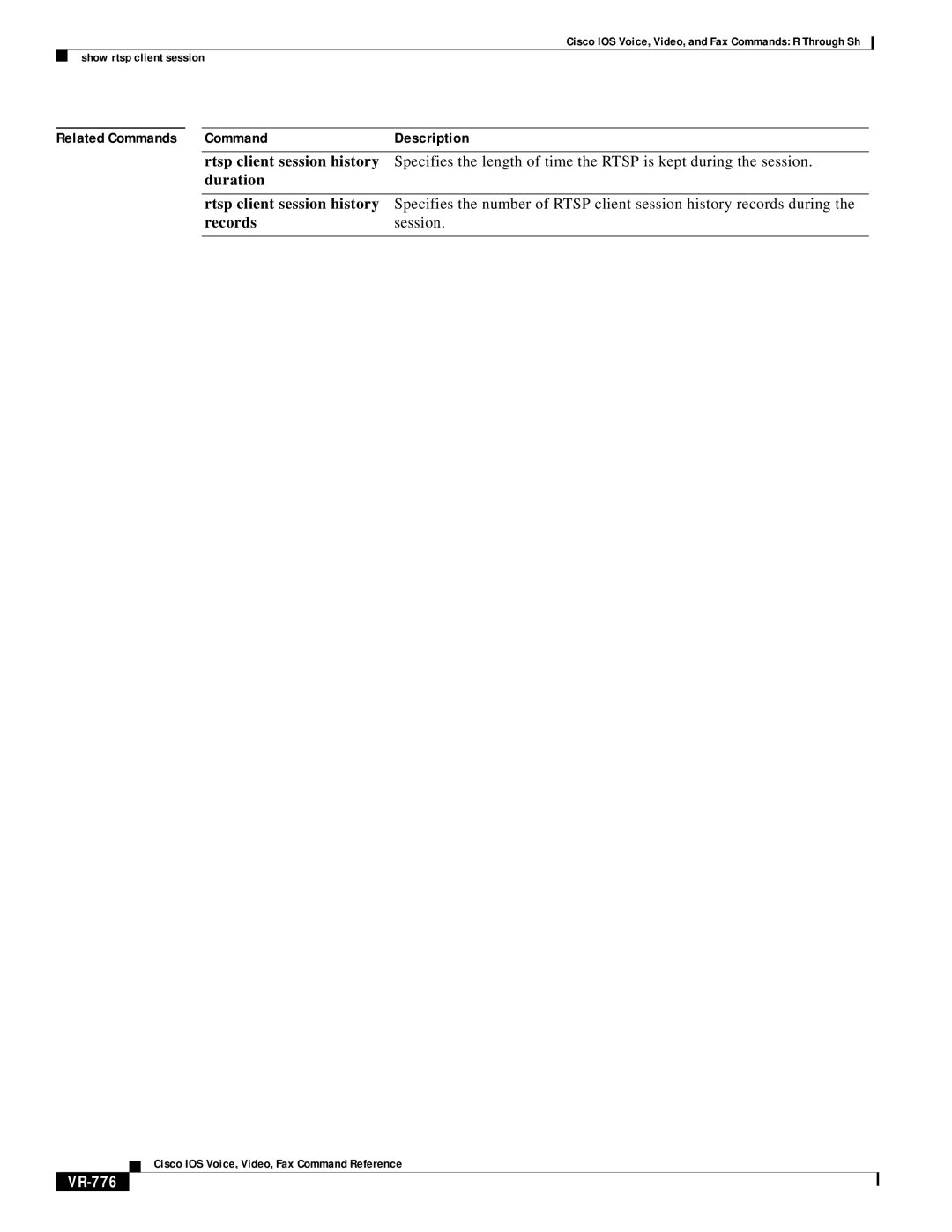 Cisco Systems VR-561 manual Related Commands Description, VR-776 