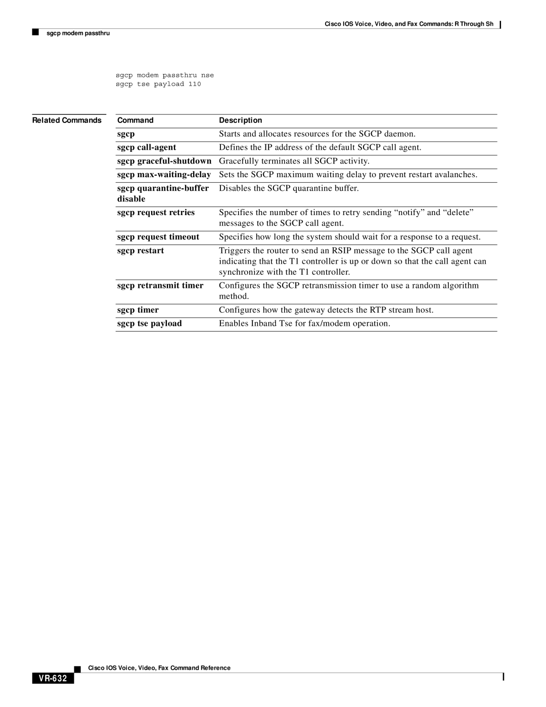 Cisco Systems VR-561 manual VR-632, Sgcp tse payload 