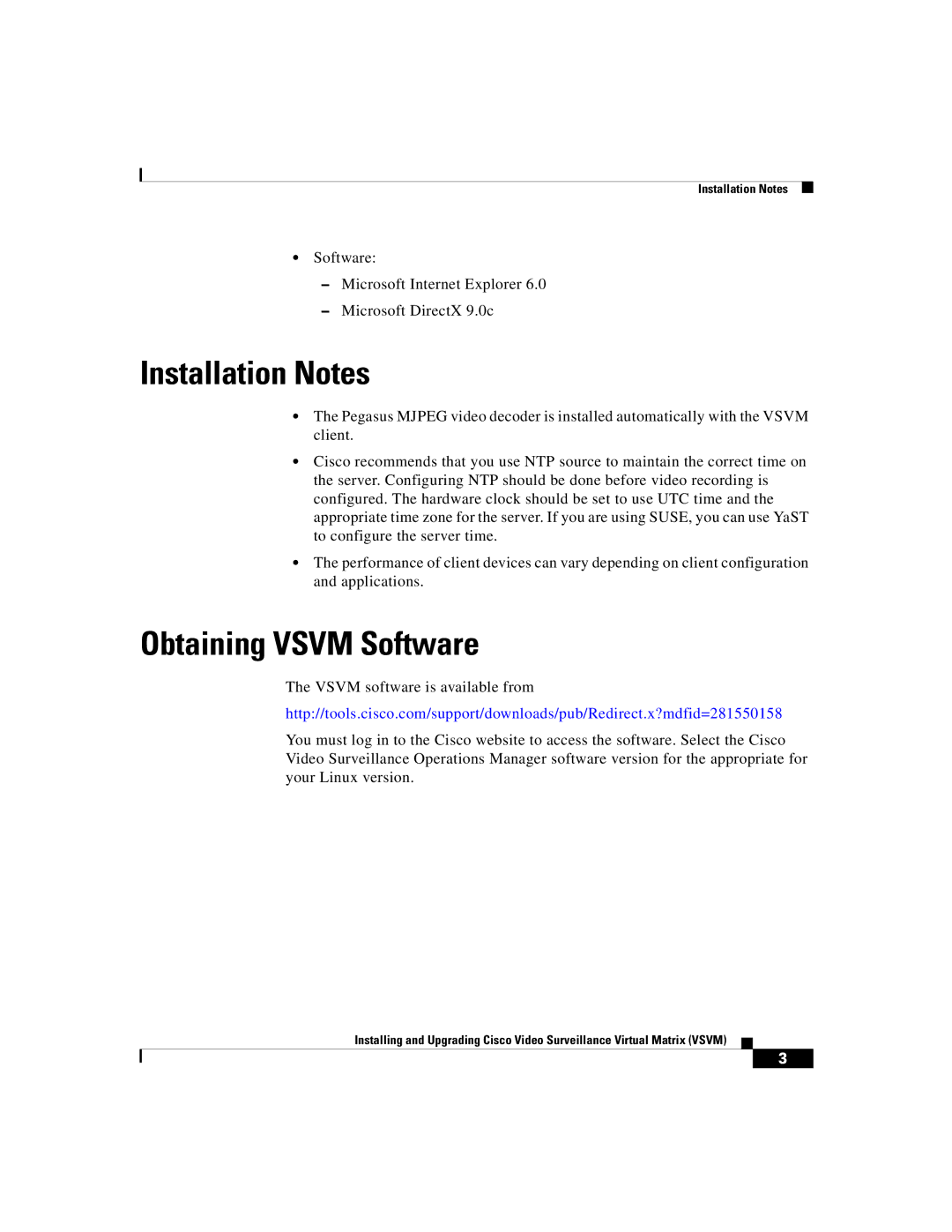 Cisco Systems VSVM manual Installation Notes, Obtaining Vsvm Software 