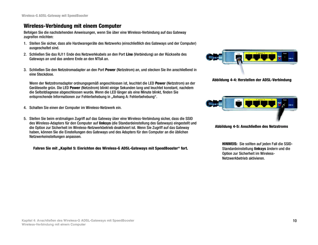 Cisco Systems WAG54GS (EU) manual Wireless-Verbindung mit einem Computer 