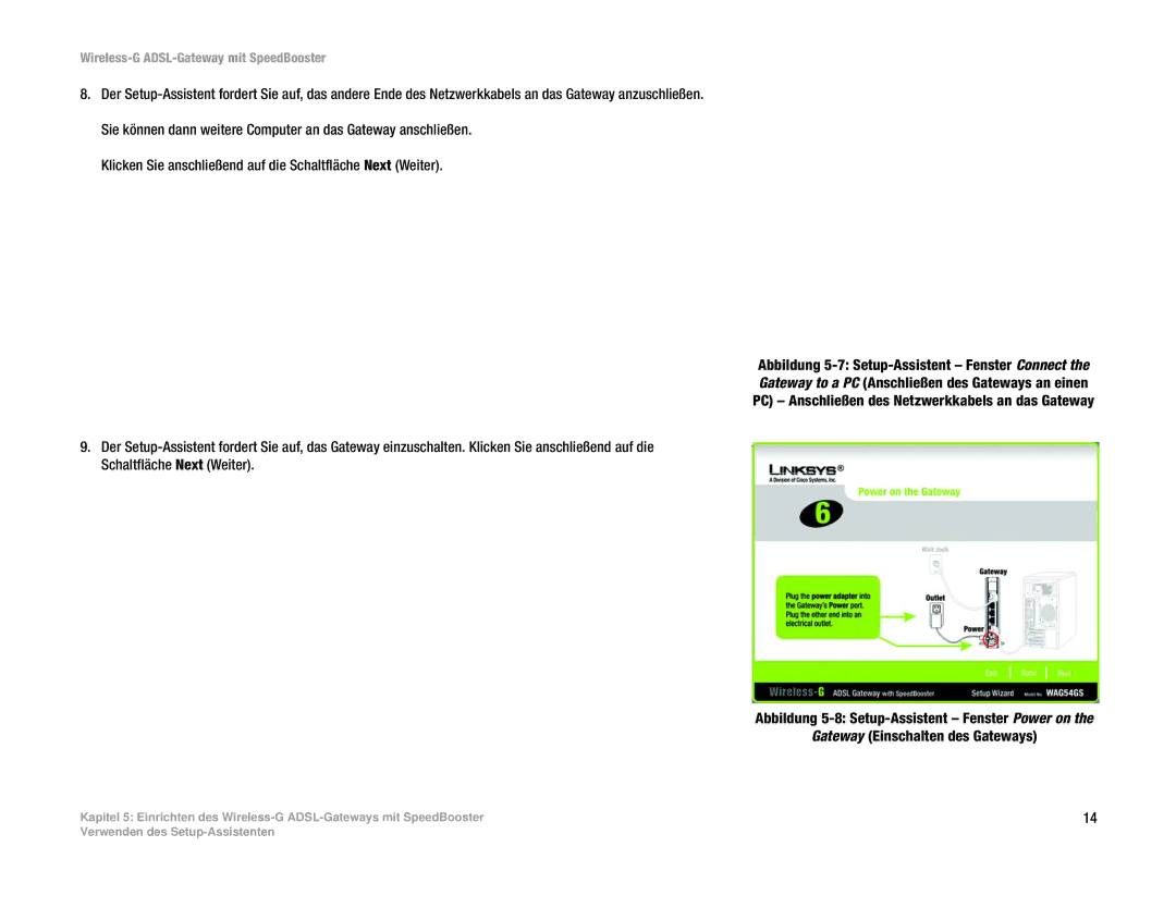 Cisco Systems WAG54GS (EU) manual Wireless-G ADSL-Gateway mit SpeedBooster 