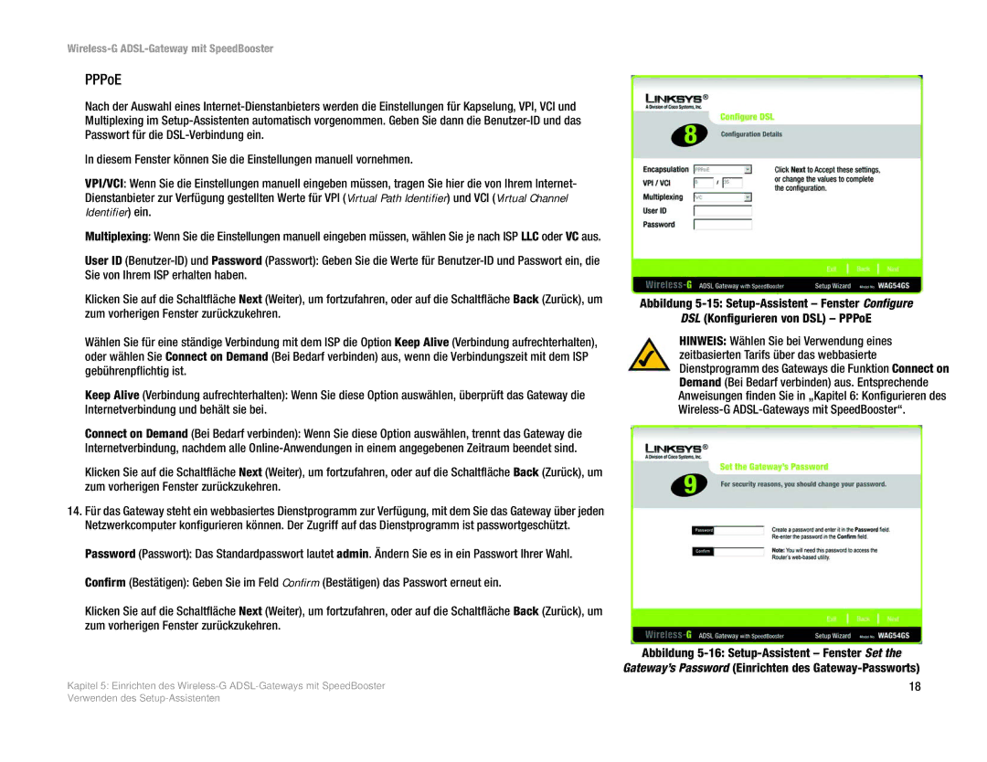 Cisco Systems WAG54GS (EU) manual PPPoE 