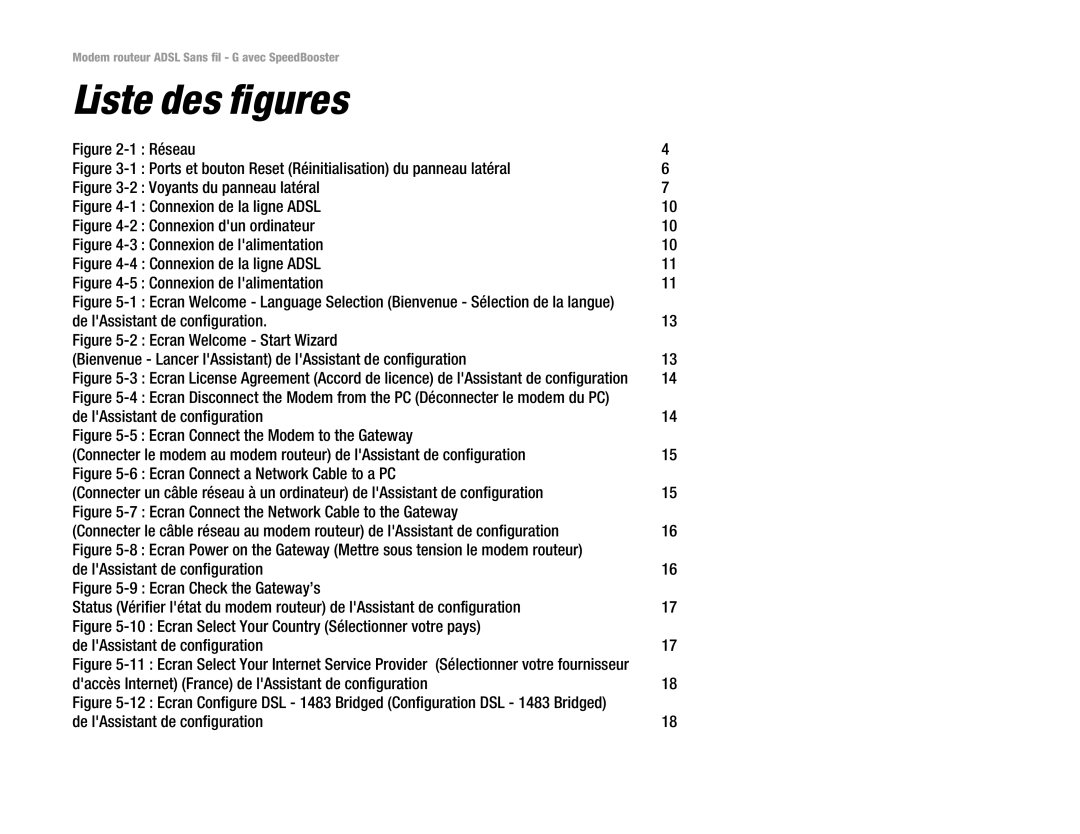 Cisco Systems WAG54GS (EU) manual Liste des figures, De lAssistant de configuration 