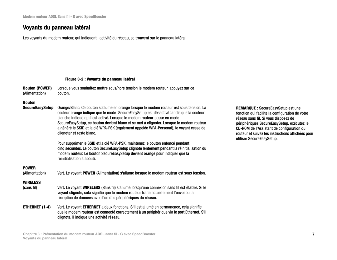 Cisco Systems WAG54GS (EU) manual Voyants du panneau latéral 