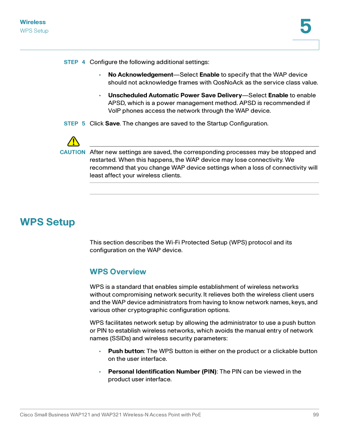 Cisco Systems WAP321, WAP121 manual WPS Setup, WPS Overview 