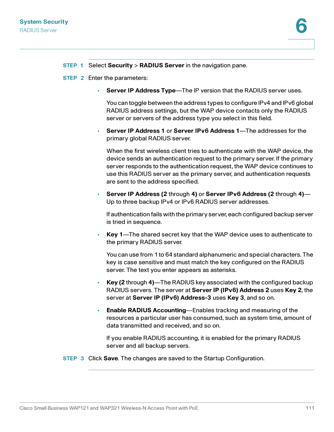 Cisco Systems WAP321, WAP121 manual System Security 