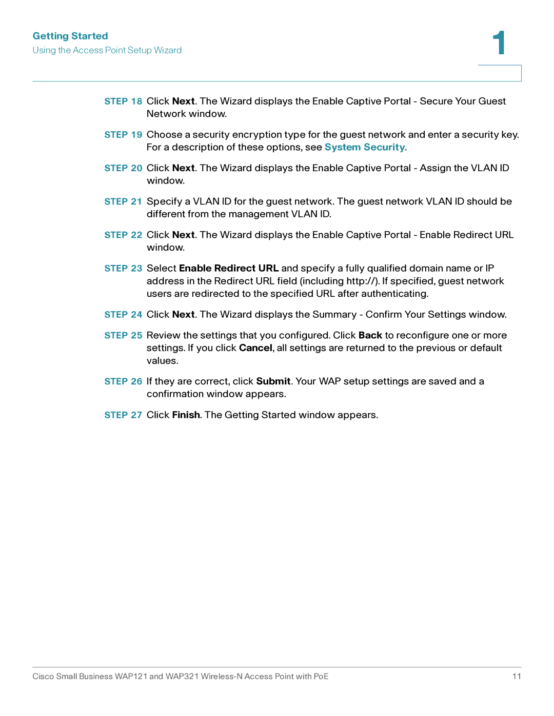 Cisco Systems WAP321, WAP121 manual Getting Started 