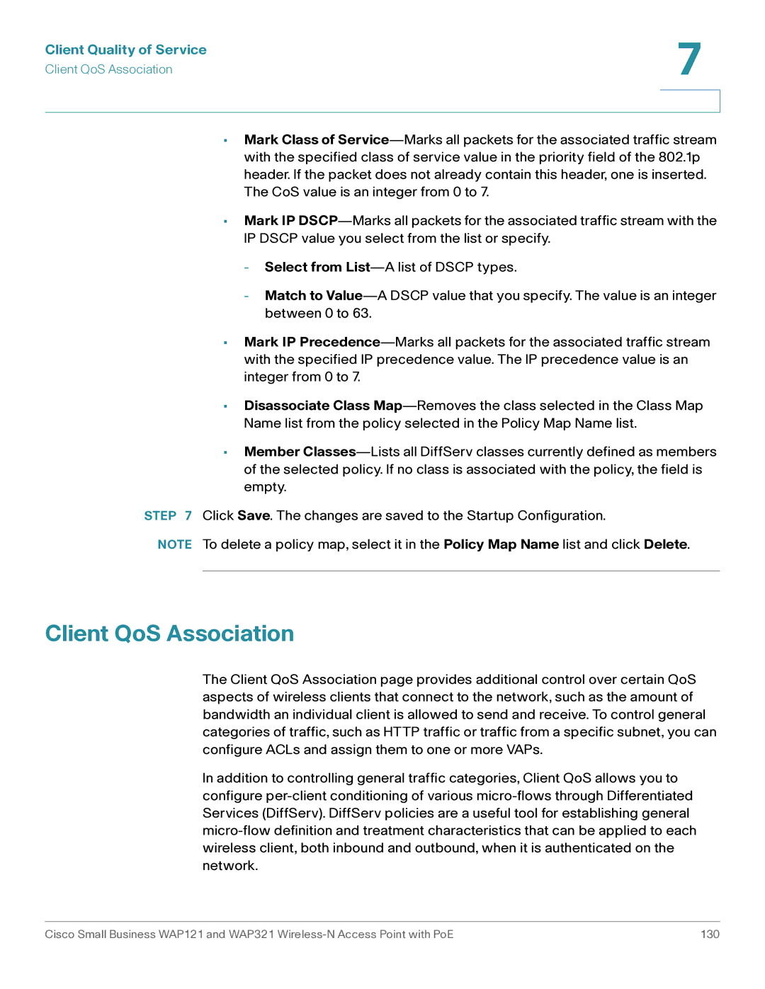 Cisco Systems WAP121, WAP321 manual Client QoS Association 