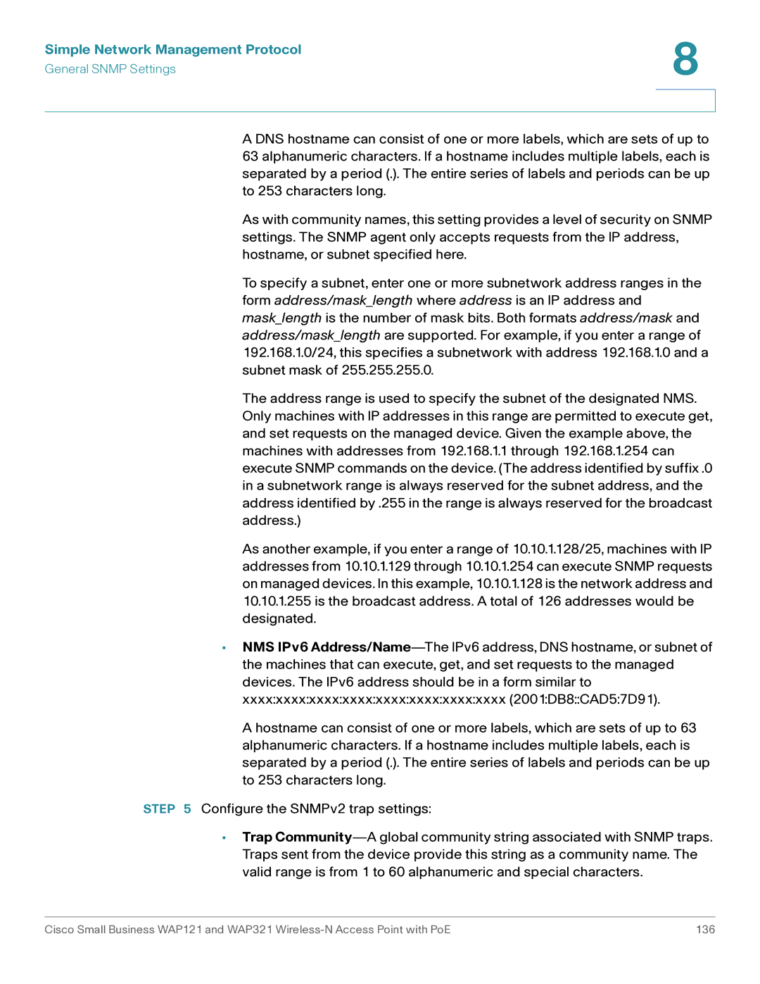 Cisco Systems WAP121, WAP321 manual Simple Network Management Protocol 