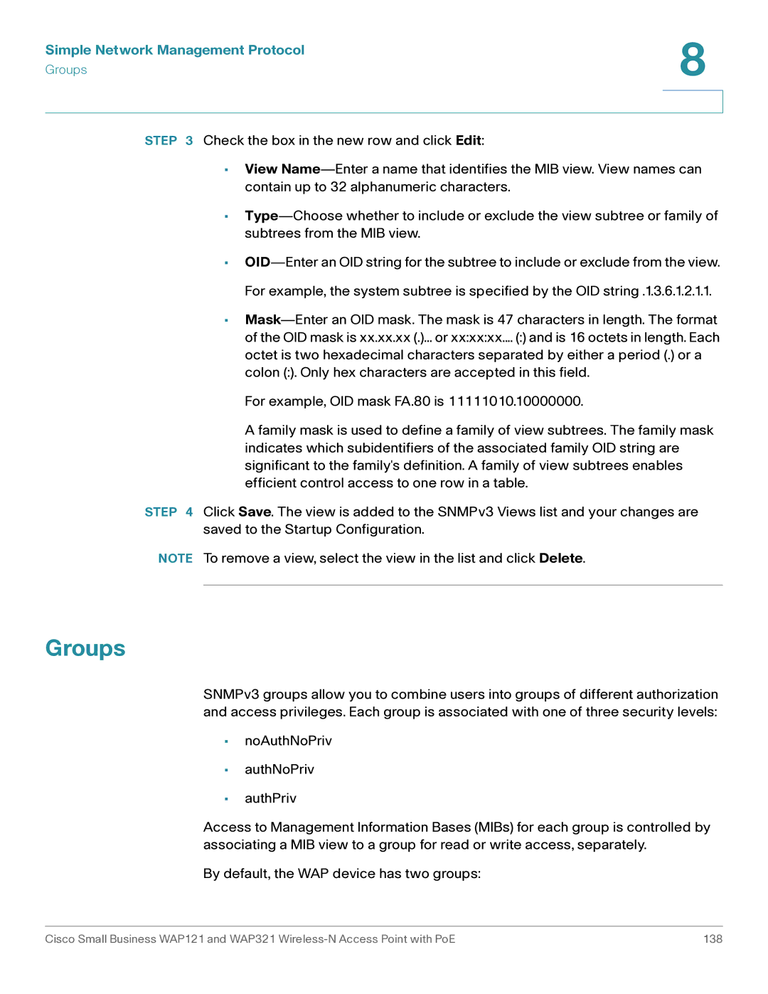 Cisco Systems WAP121, WAP321 manual Groups 