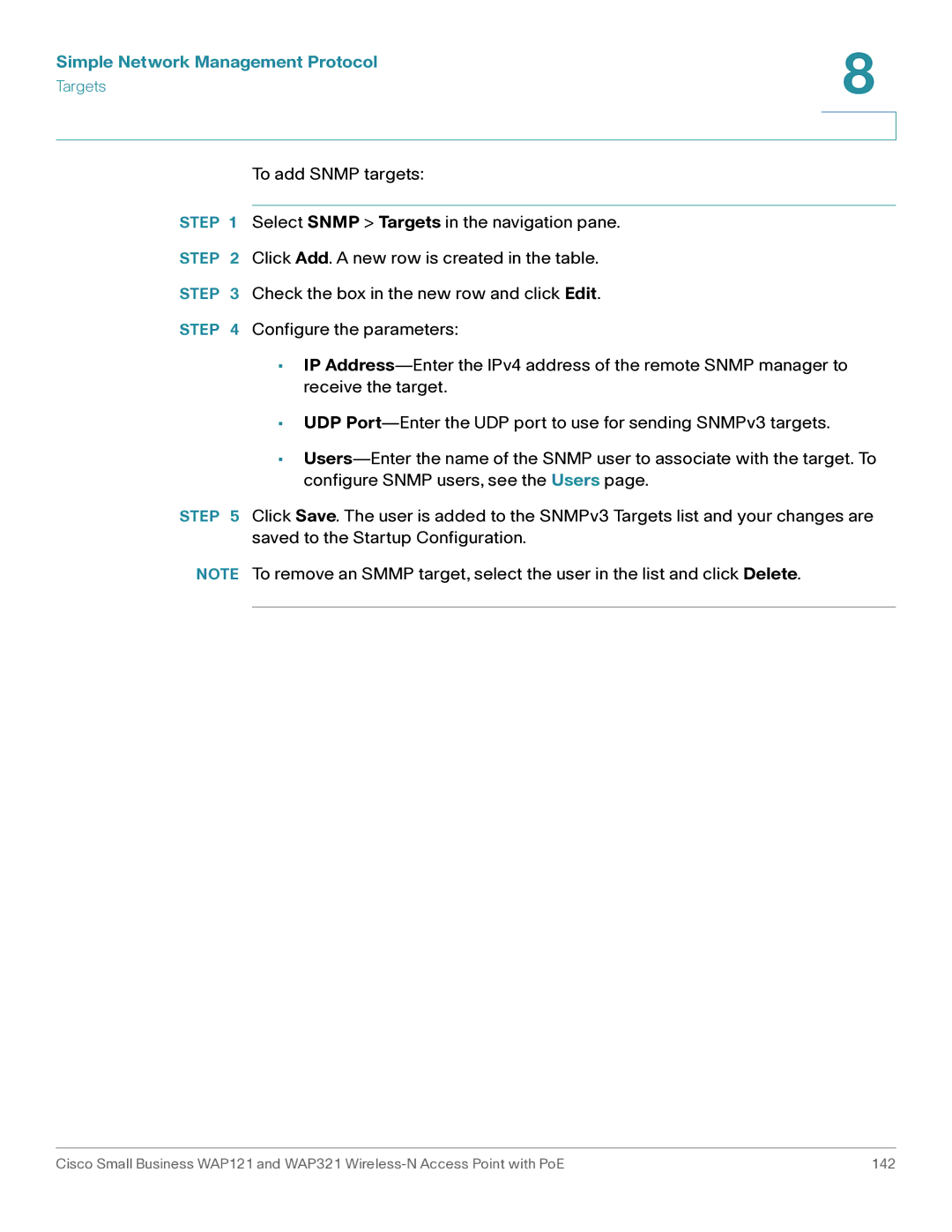 Cisco Systems WAP121, WAP321 manual Simple Network Management Protocol 