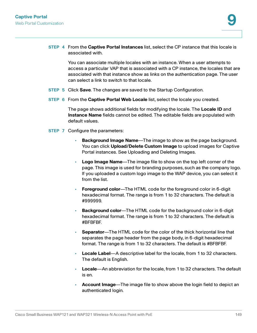 Cisco Systems WAP321, WAP121 manual Web Portal Customization 