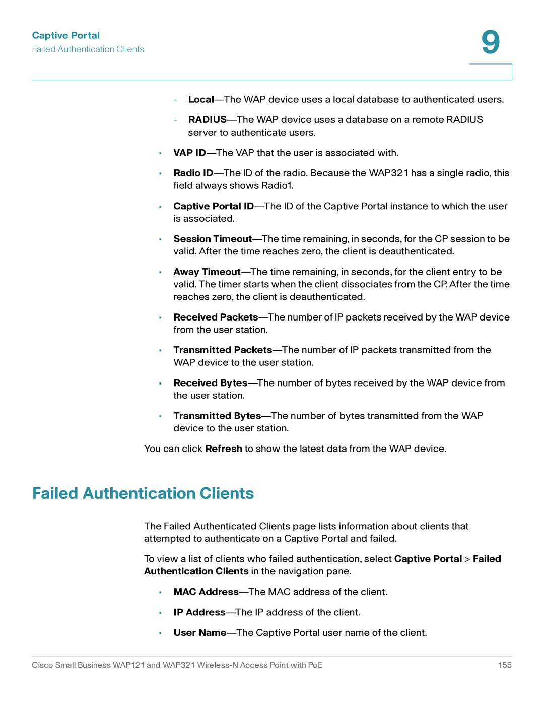 Cisco Systems WAP321, WAP121 manual Failed Authentication Clients, Authentication Clients in the navigation pane 