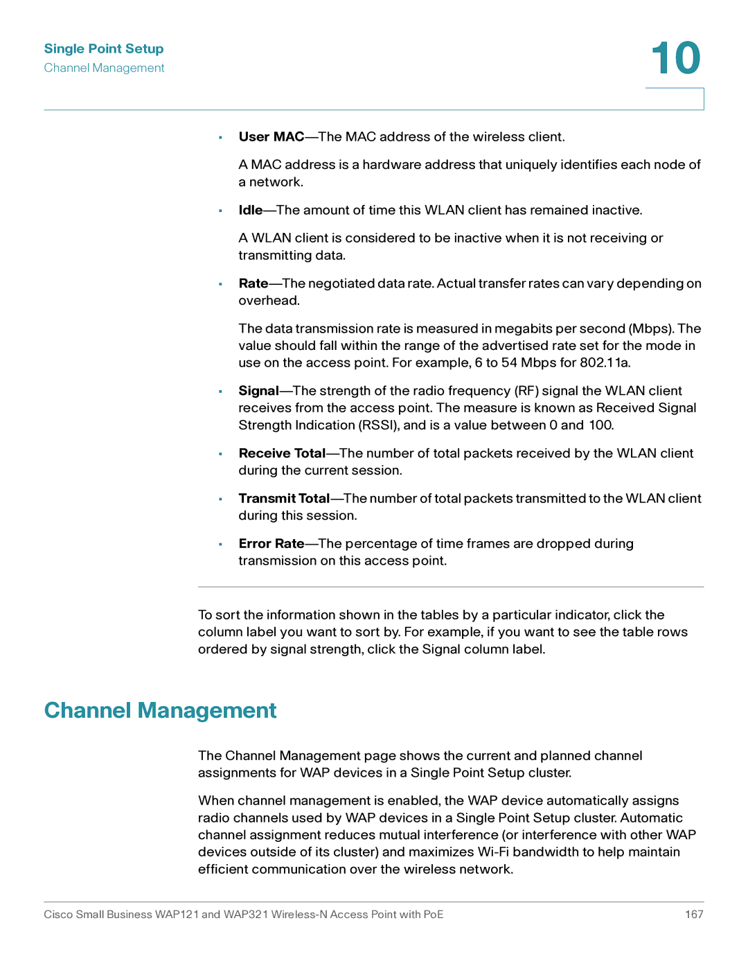 Cisco Systems WAP321, WAP121 manual Channel Management 