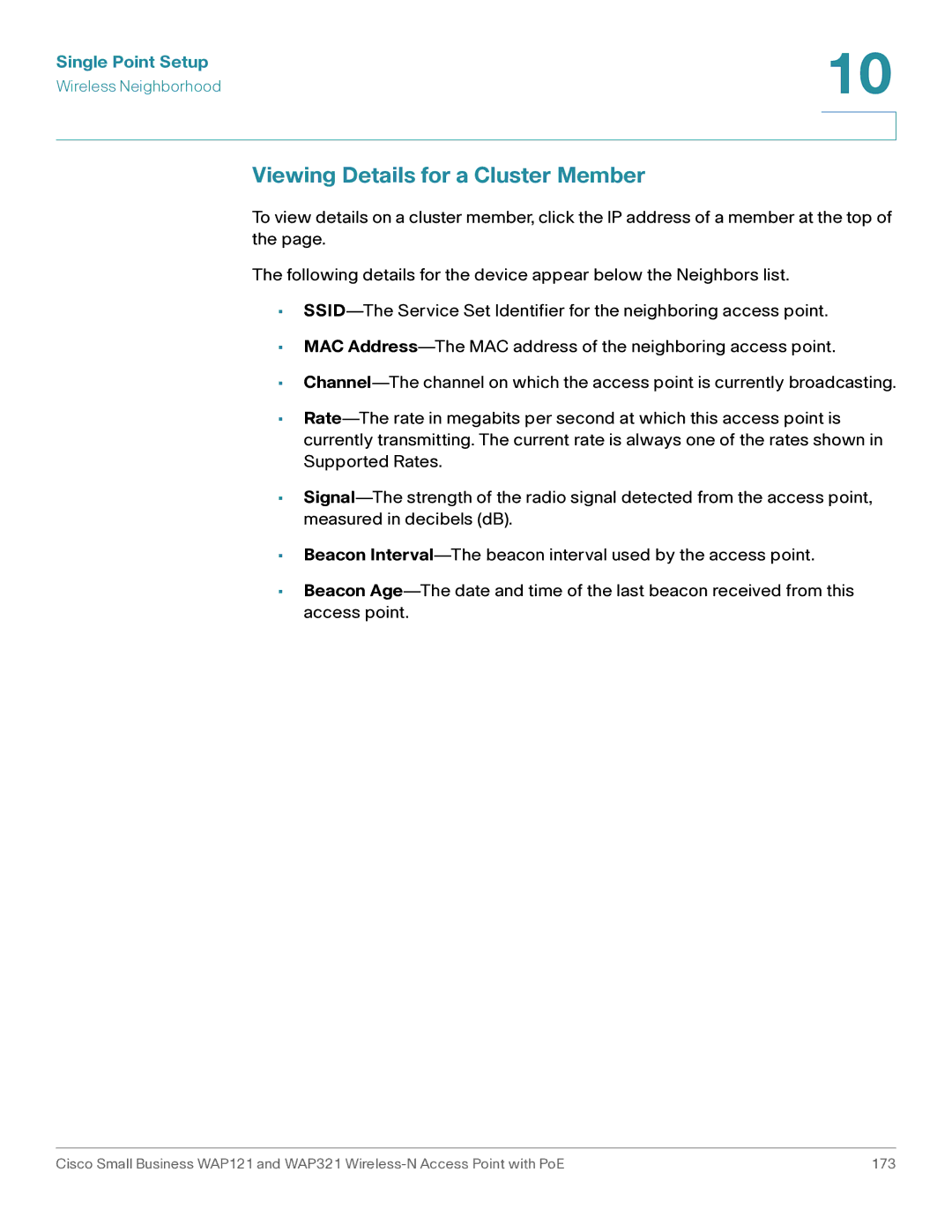 Cisco Systems WAP321, WAP121 manual Viewing Details for a Cluster Member 