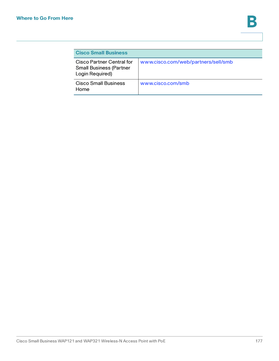 Cisco Systems WAP321, WAP121 manual Where to Go From Here Cisco Small Business 