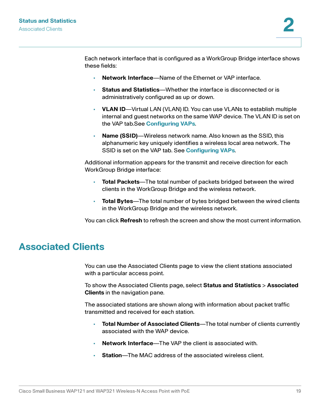 Cisco Systems WAP321, WAP121 manual Associated Clients 