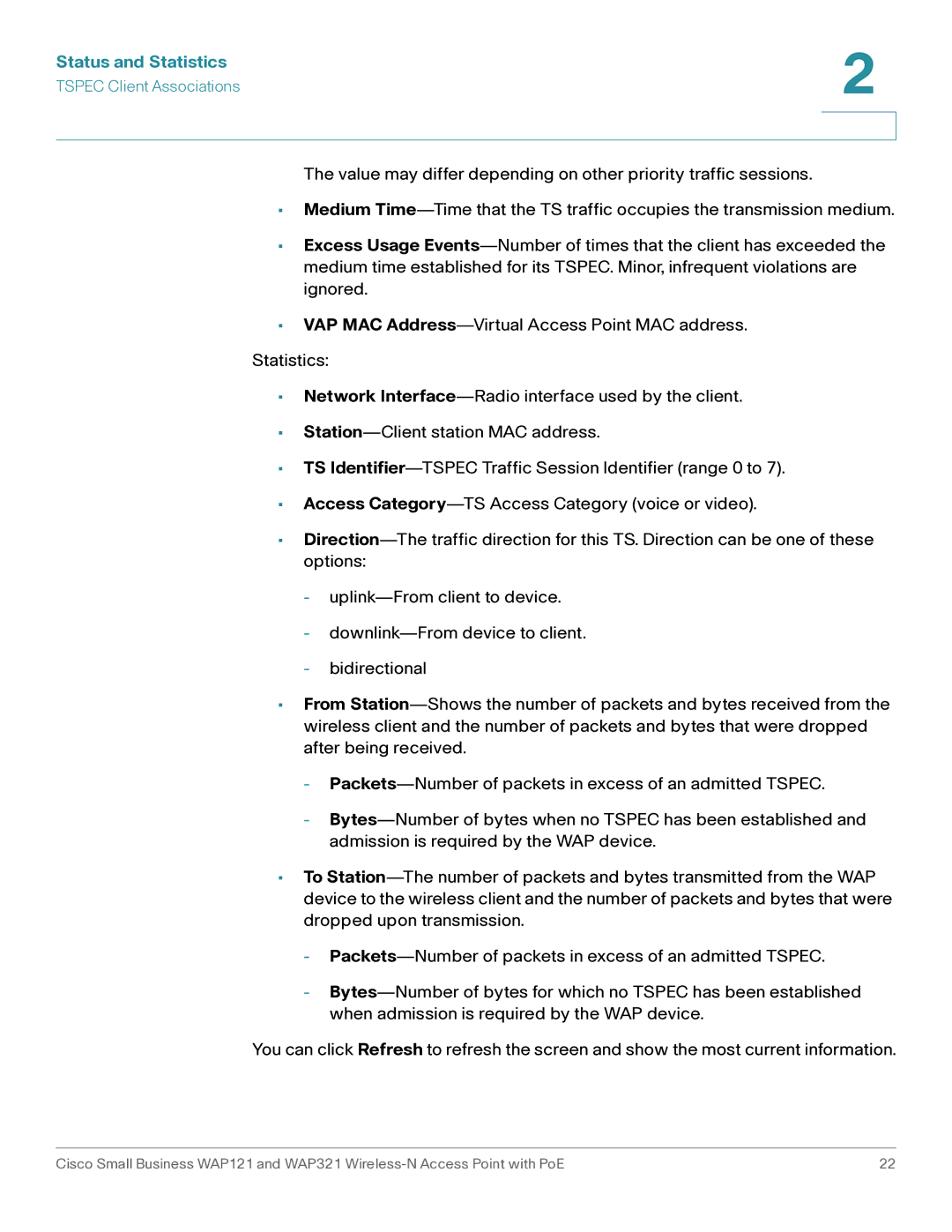 Cisco Systems WAP121, WAP321 manual Status and Statistics 