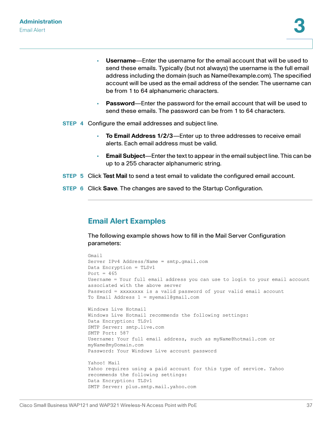 Cisco Systems WAP321, WAP121 manual Email Alert Examples 
