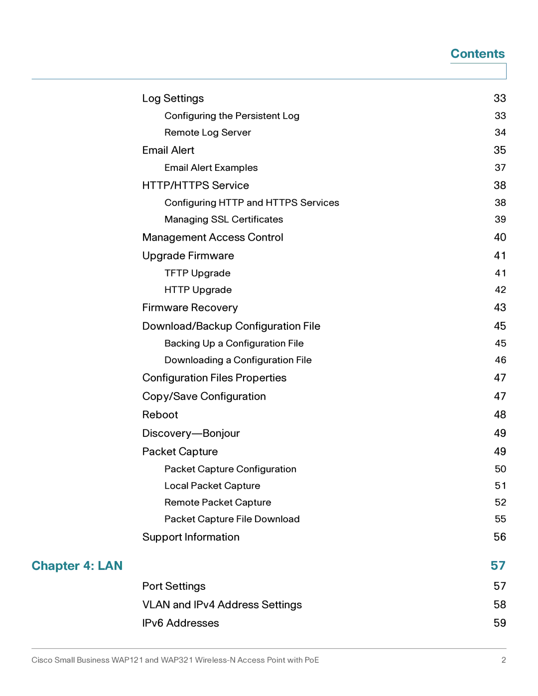 Cisco Systems WAP121, WAP321 manual Contents, Lan 