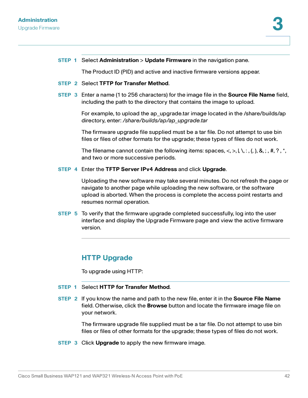 Cisco Systems WAP121 Http Upgrade, Select Tftp for Transfer Method, Enter the Tftp Server IPv4 Address and click Upgrade 