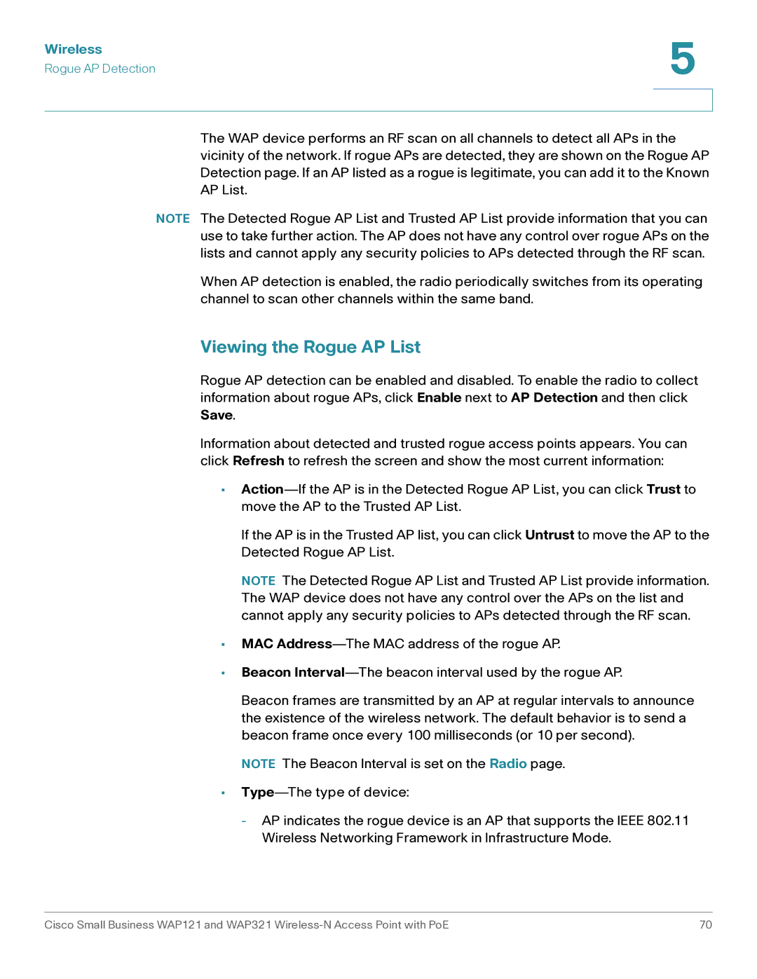 Cisco Systems WAP121, WAP321 manual Viewing the Rogue AP List 