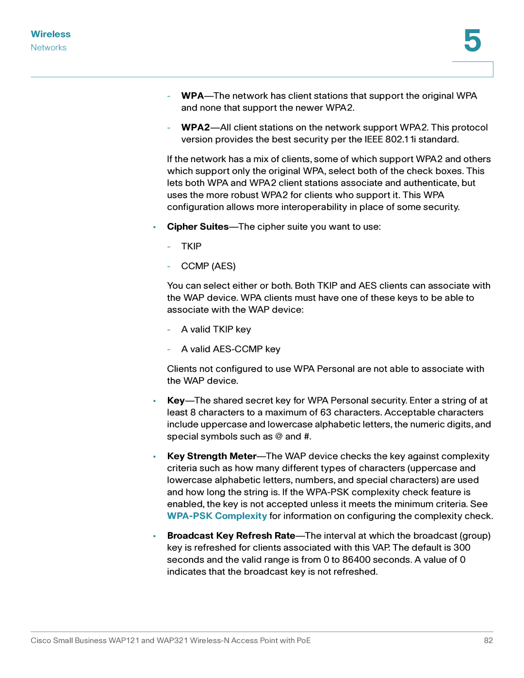 Cisco Systems WAP121, WAP321 manual Tkip Ccmp AES 